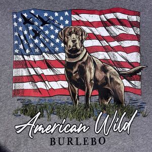 Burlebo  T-Shirt Men’s XL Gray American Wild USA Flag Labrador Retriever Dog NEW